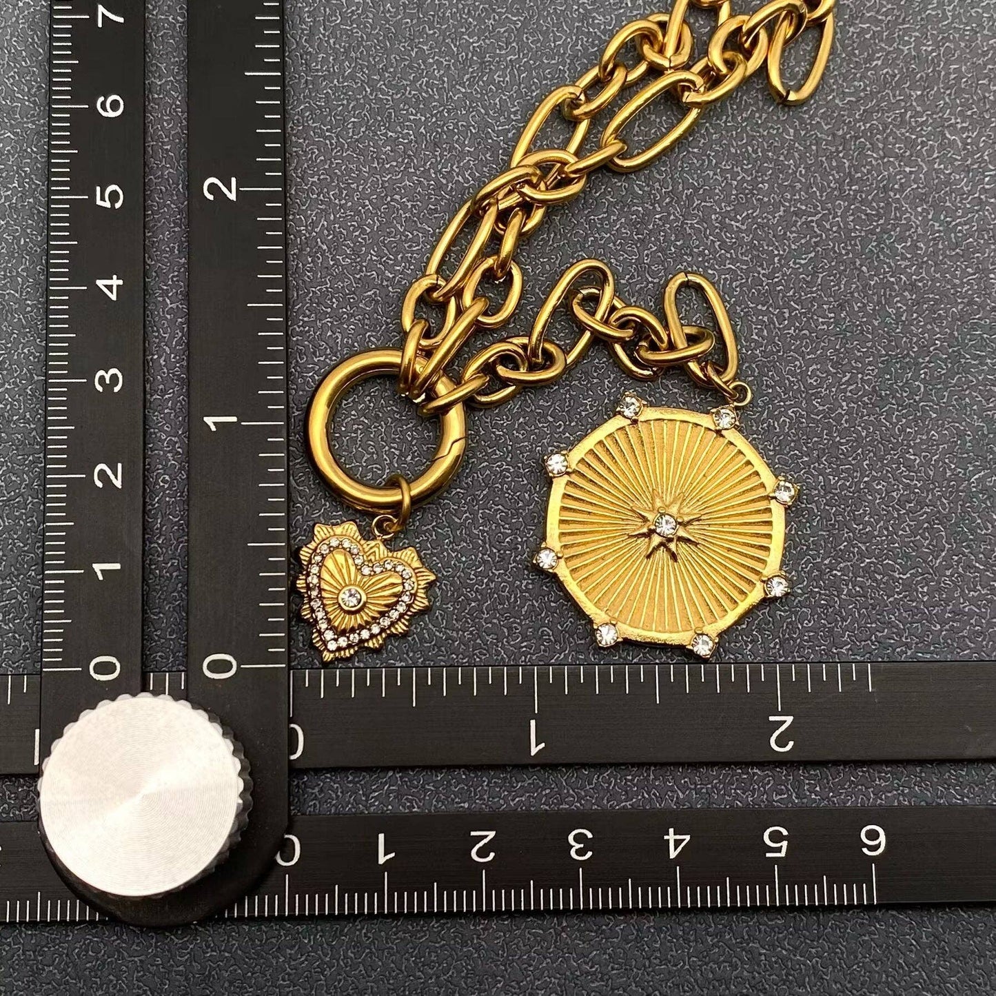 Sun & Heart Charm 18K Gold Plated S.Steel Y-neck Chain - FGS