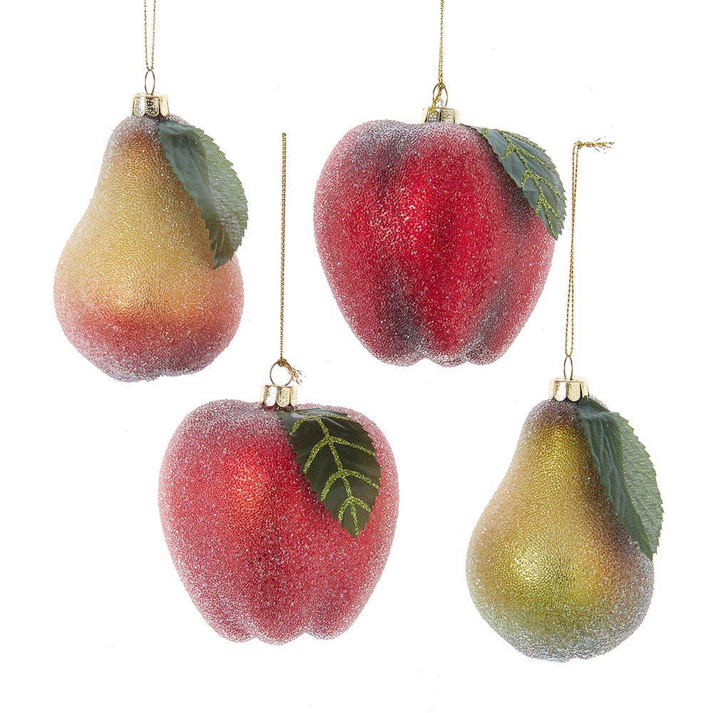 3.5-4"GLS PEAR/APPLE FROSTED ORN 4A