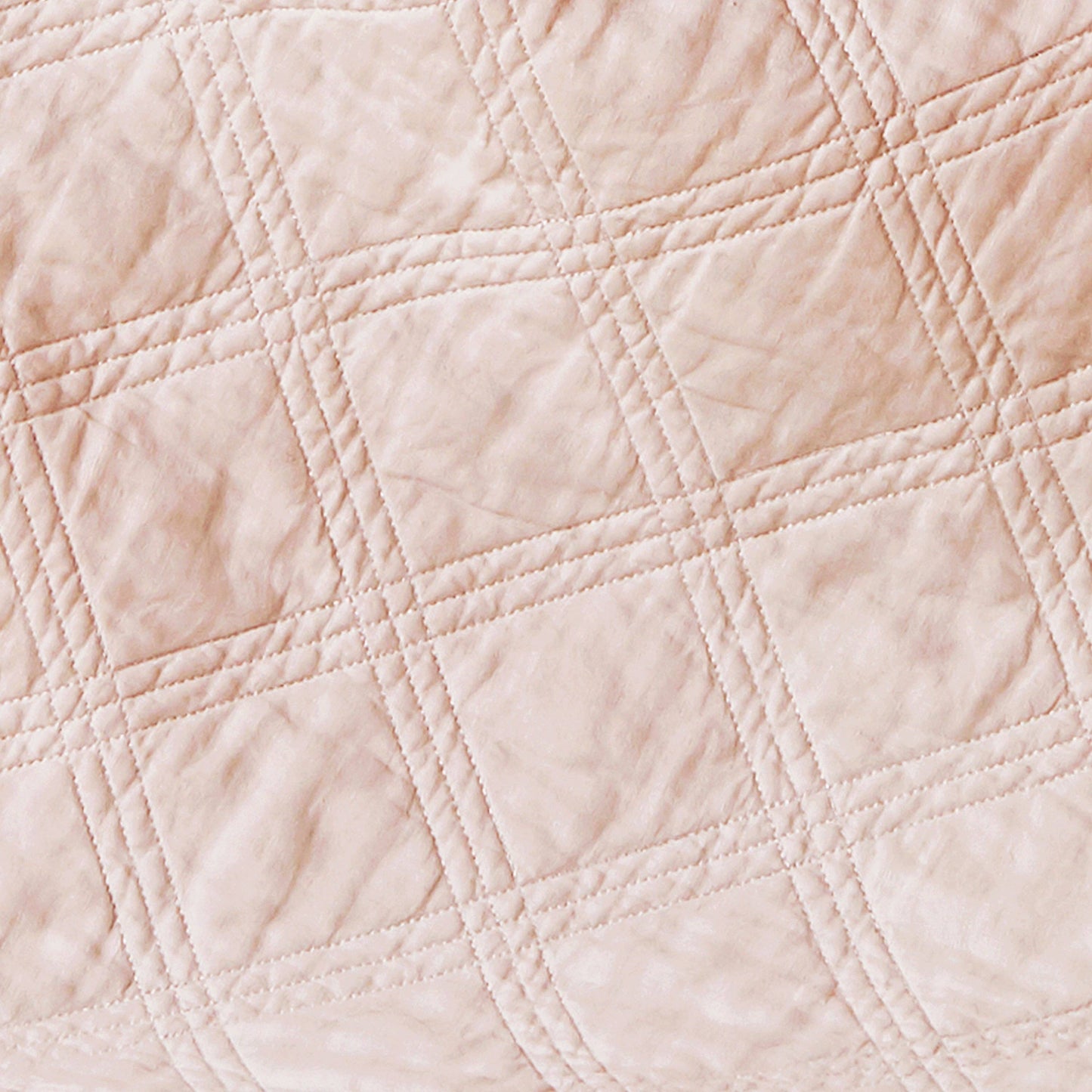 French Flax Washed Linen Quilted Throw: Blush