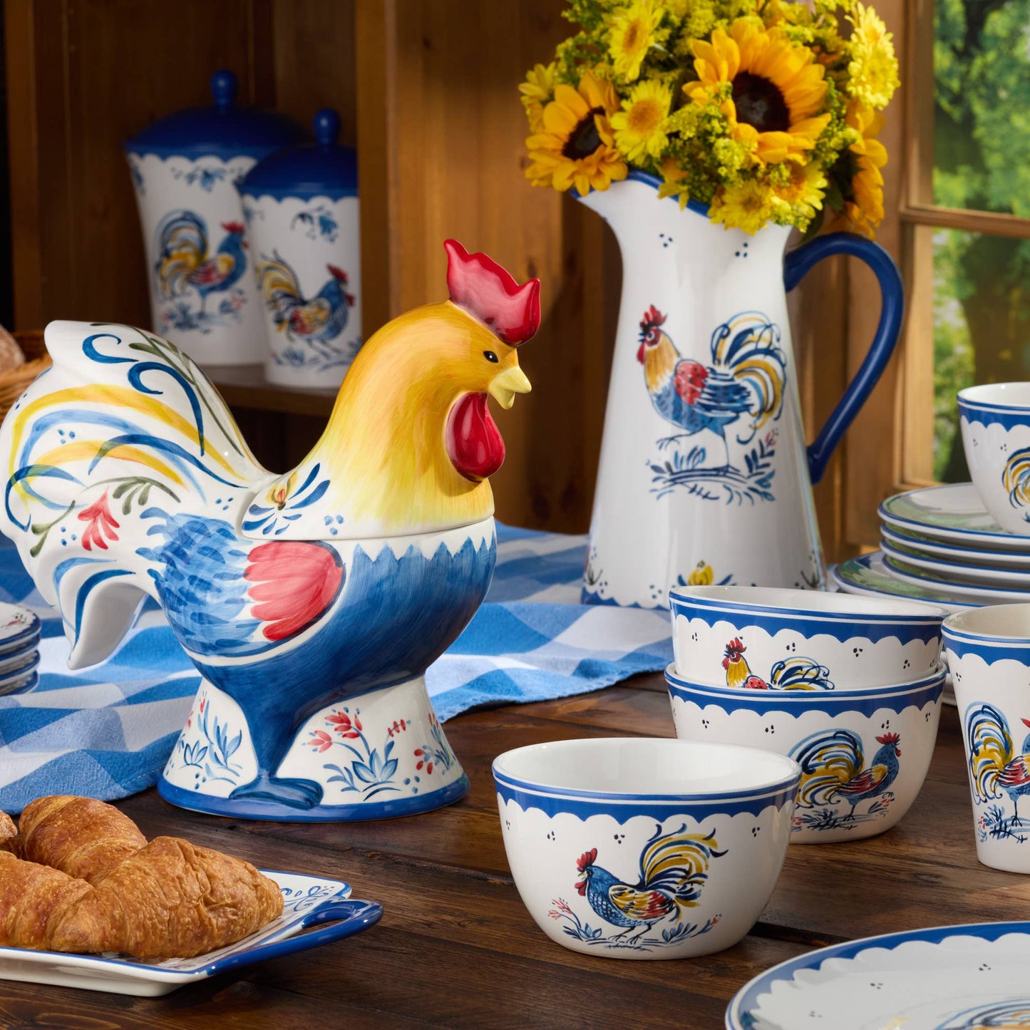 French Rooster Canape Plates 6in 4 asst
