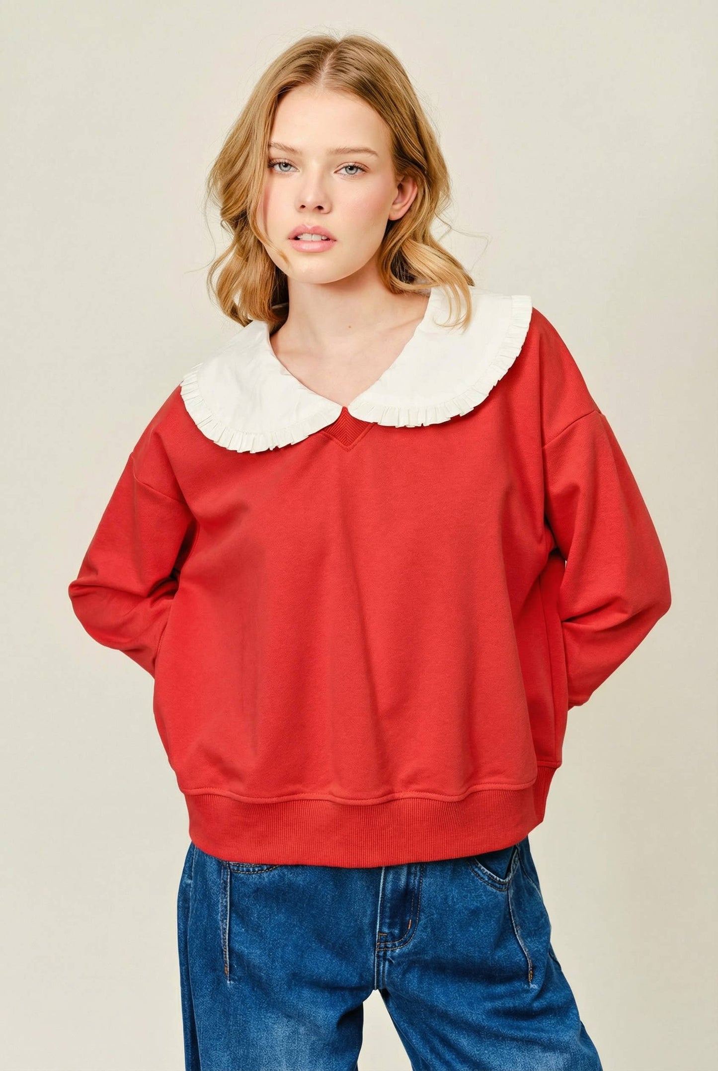 S: REMOVABLE PETER PAN COLOR SWEATSHIRT