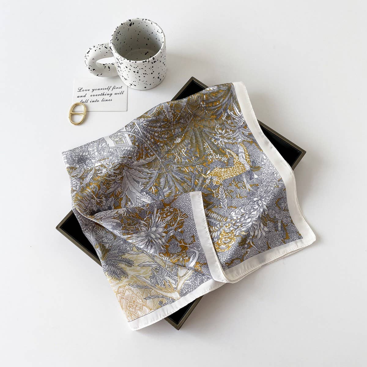 Letter Print Satin Square Scarf for Women_CWASC0810: TYPE18 / (OS) 2