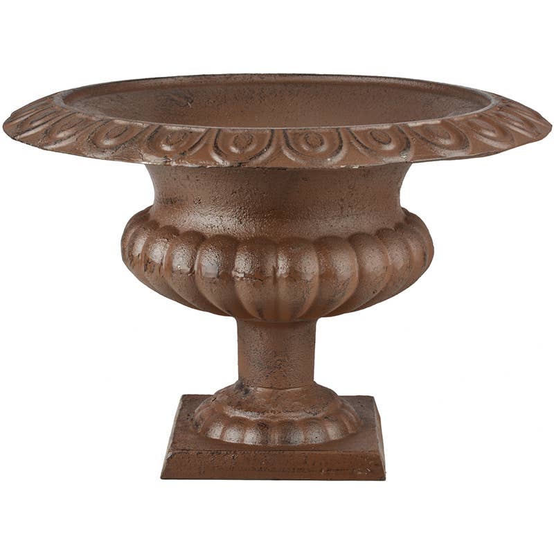 Low French Urn, Cast Iron, Antique Brown - Medium