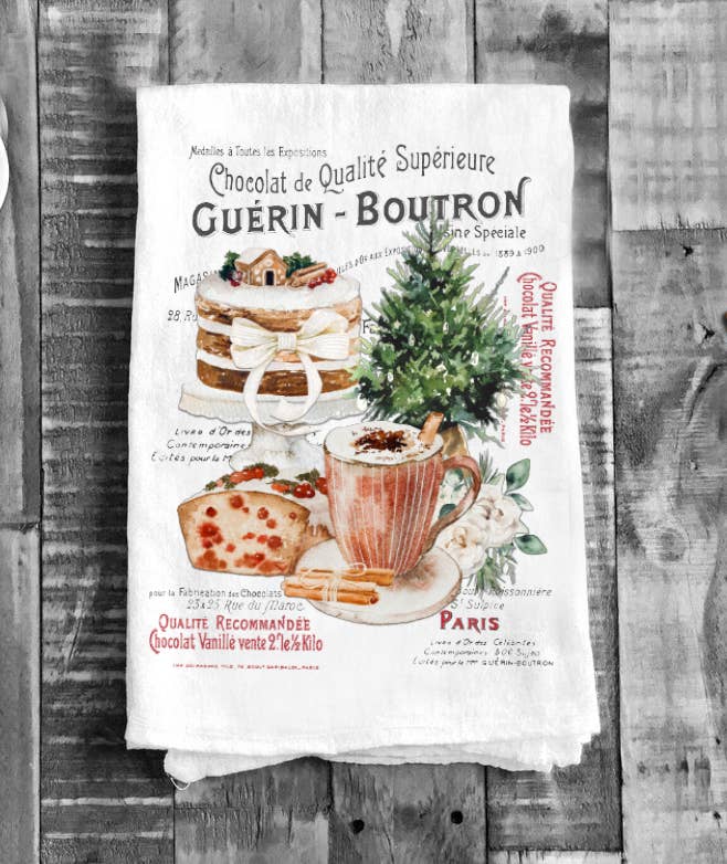 French Pastries Christmas Time Cotton Tea Towels Kitchen