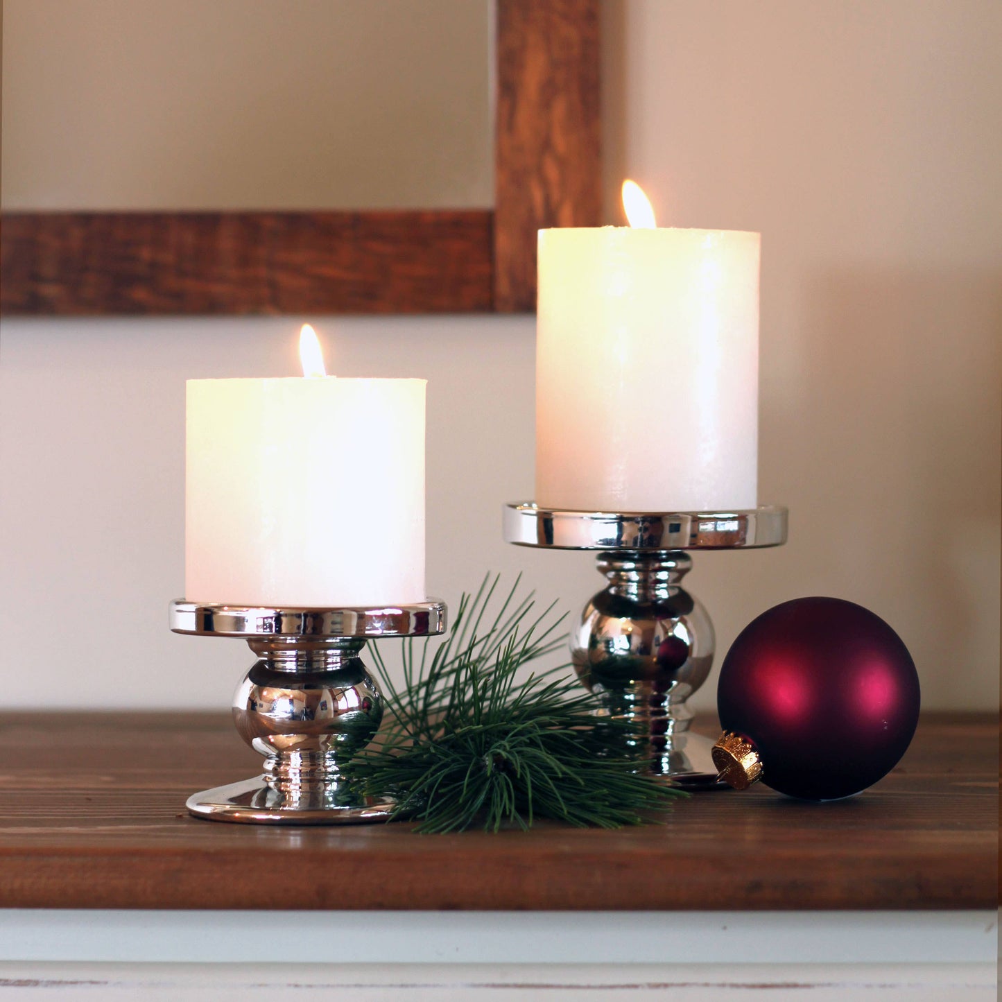 Estelle Pillar Candle Holders | Silver