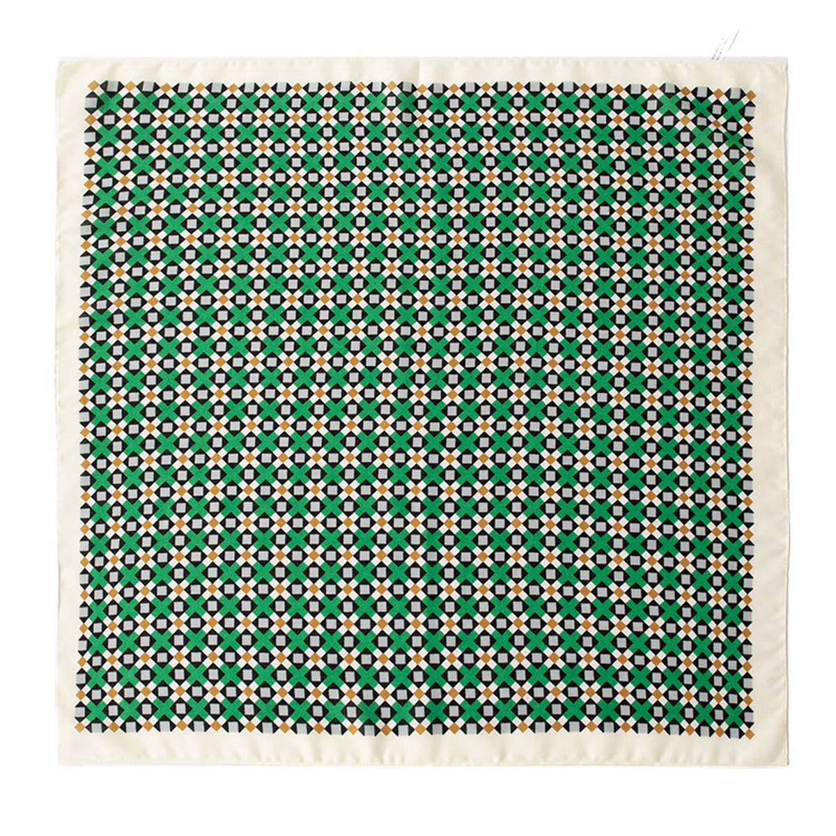 VINTAGE PLAID PRINT SQUARE SCARF_CWASC0930: Green / (OS) 2