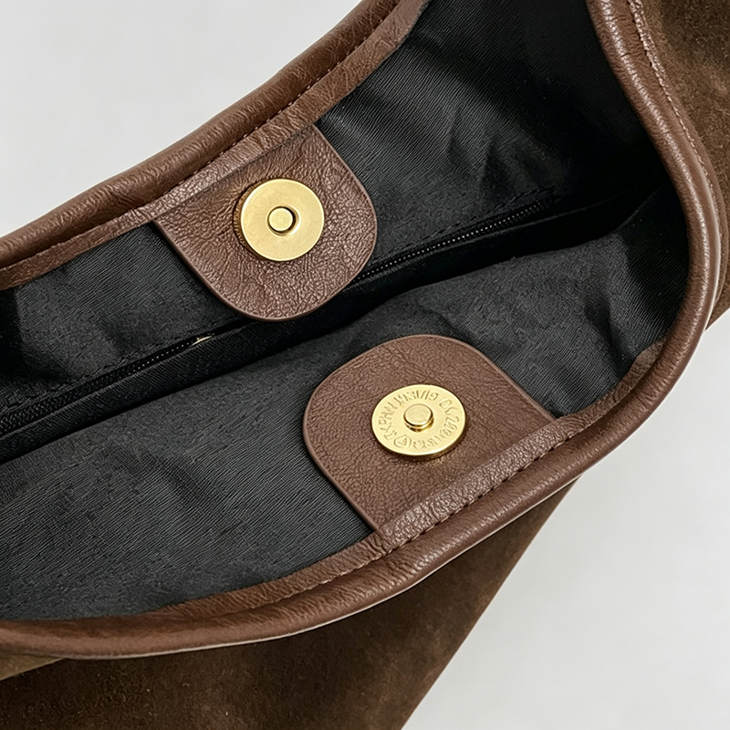 Vintage Suede Hobo Shoulder Bag