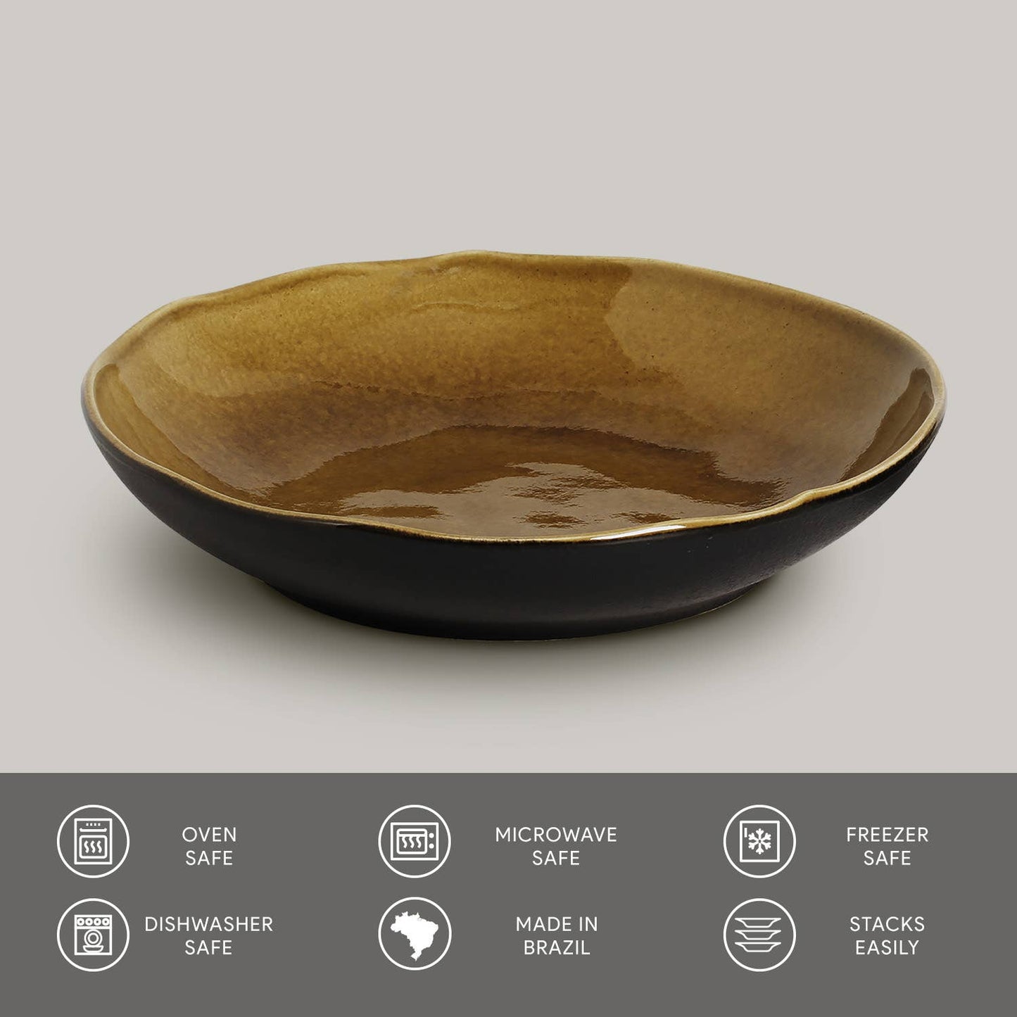 Bio Stoneware Amber Salad Bowl, 28 Oz: Stoneware