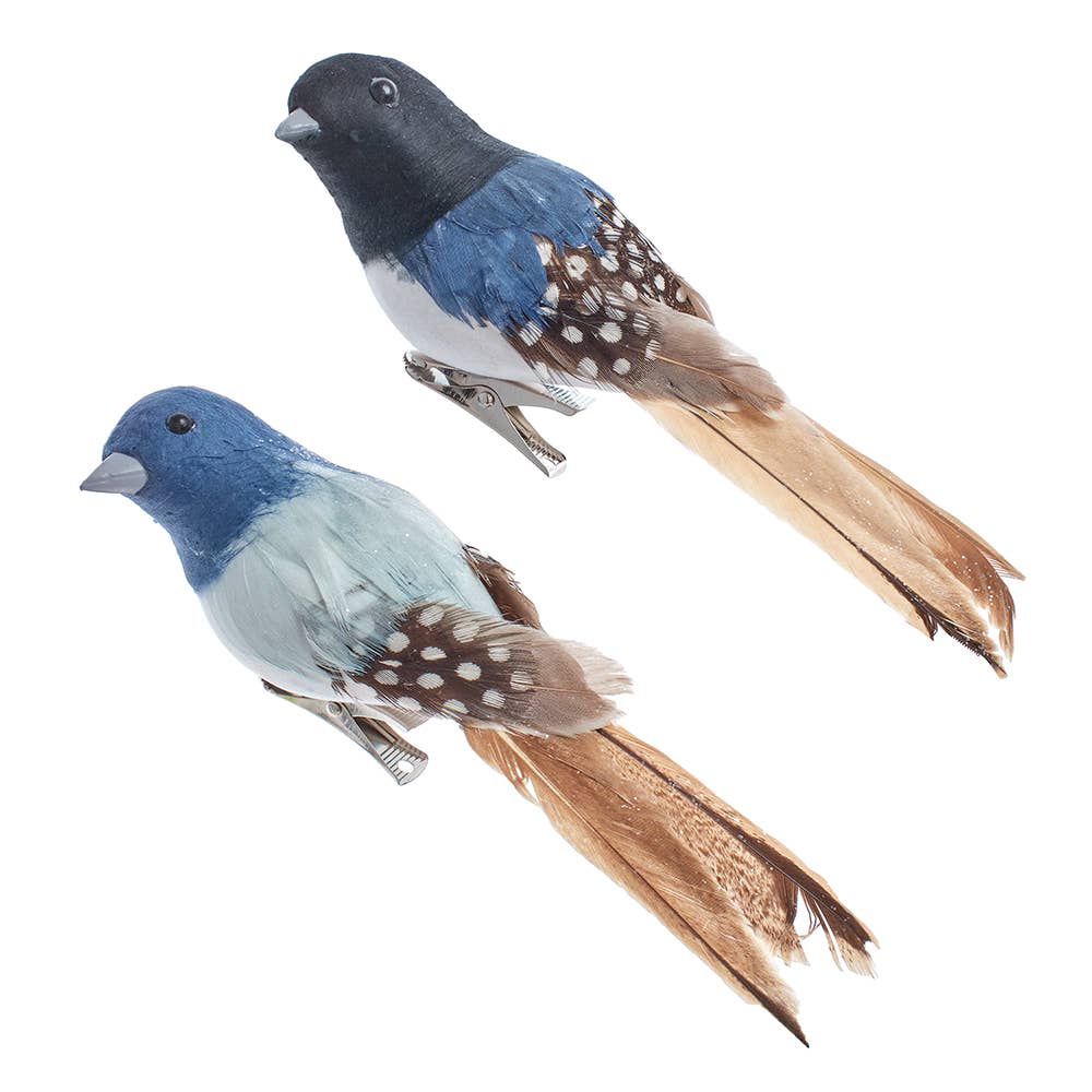 7"BLUE/DARK BLUE CHICKADEES CLIP ORNAMENT