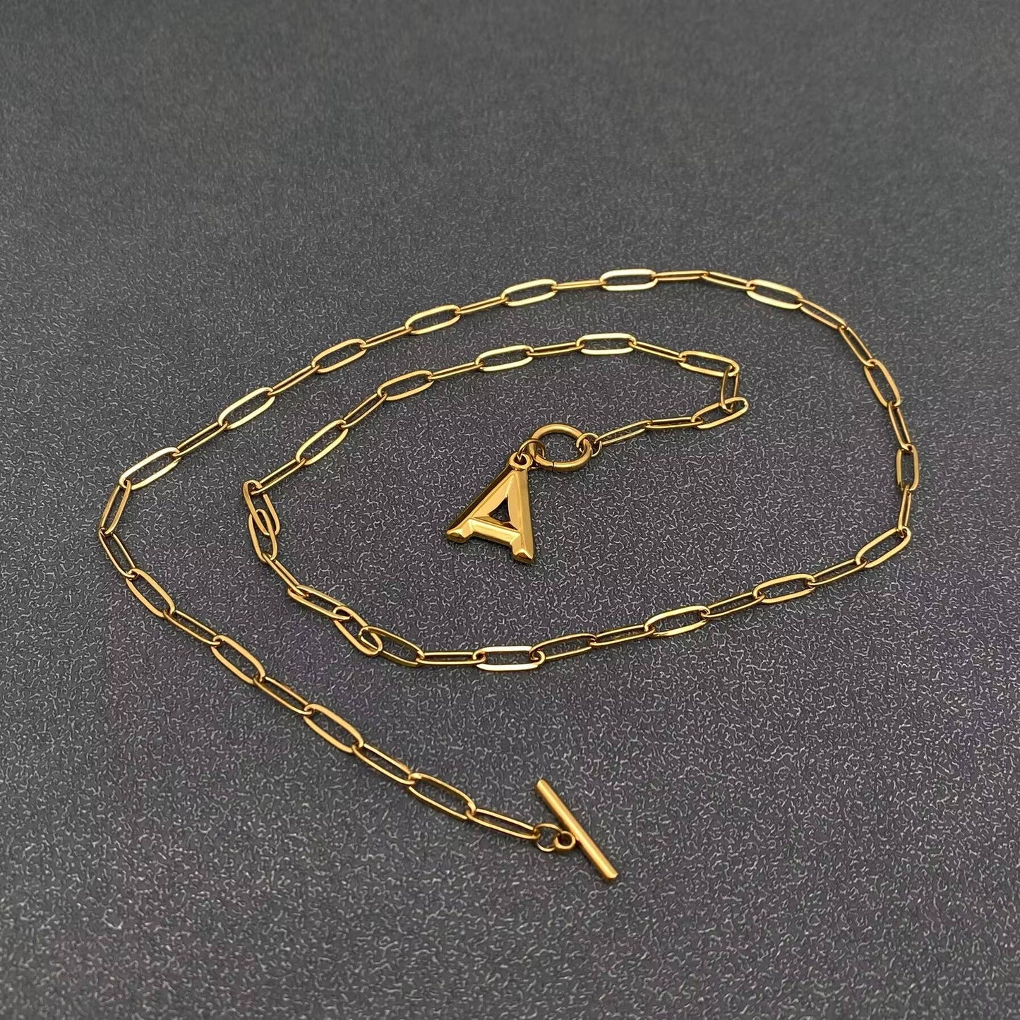 Initial Letter 18K Gold-plated S.Steel OT Chain Necklace-FGS