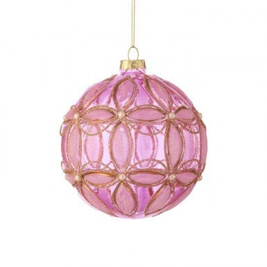 Pink- fleurette ball ornament 4"