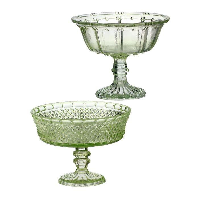 Green Vintage Hobnail Pedestal Dish
