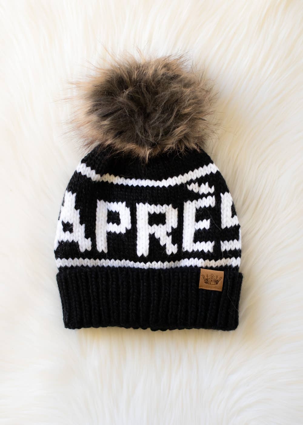 Black & White Apres Pom Hat