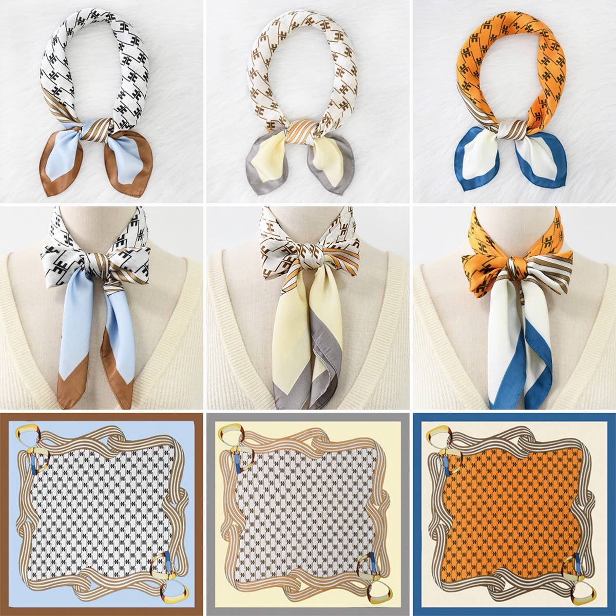 Chain Print Satin Square Scarf