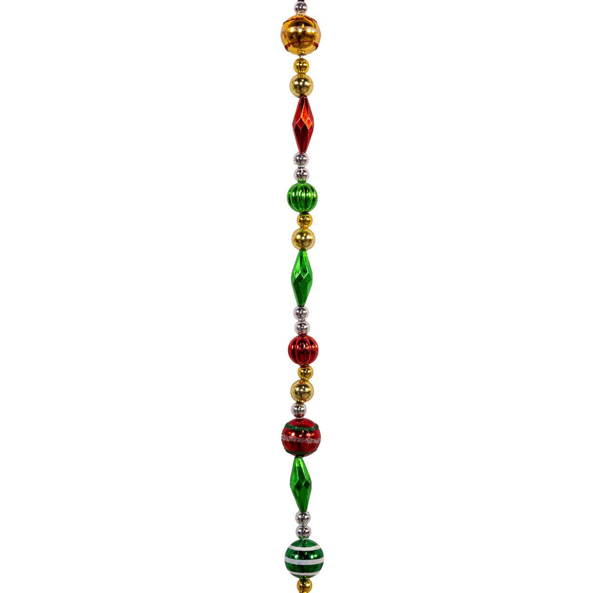 9' Bead Garland Gold Silver Red Green