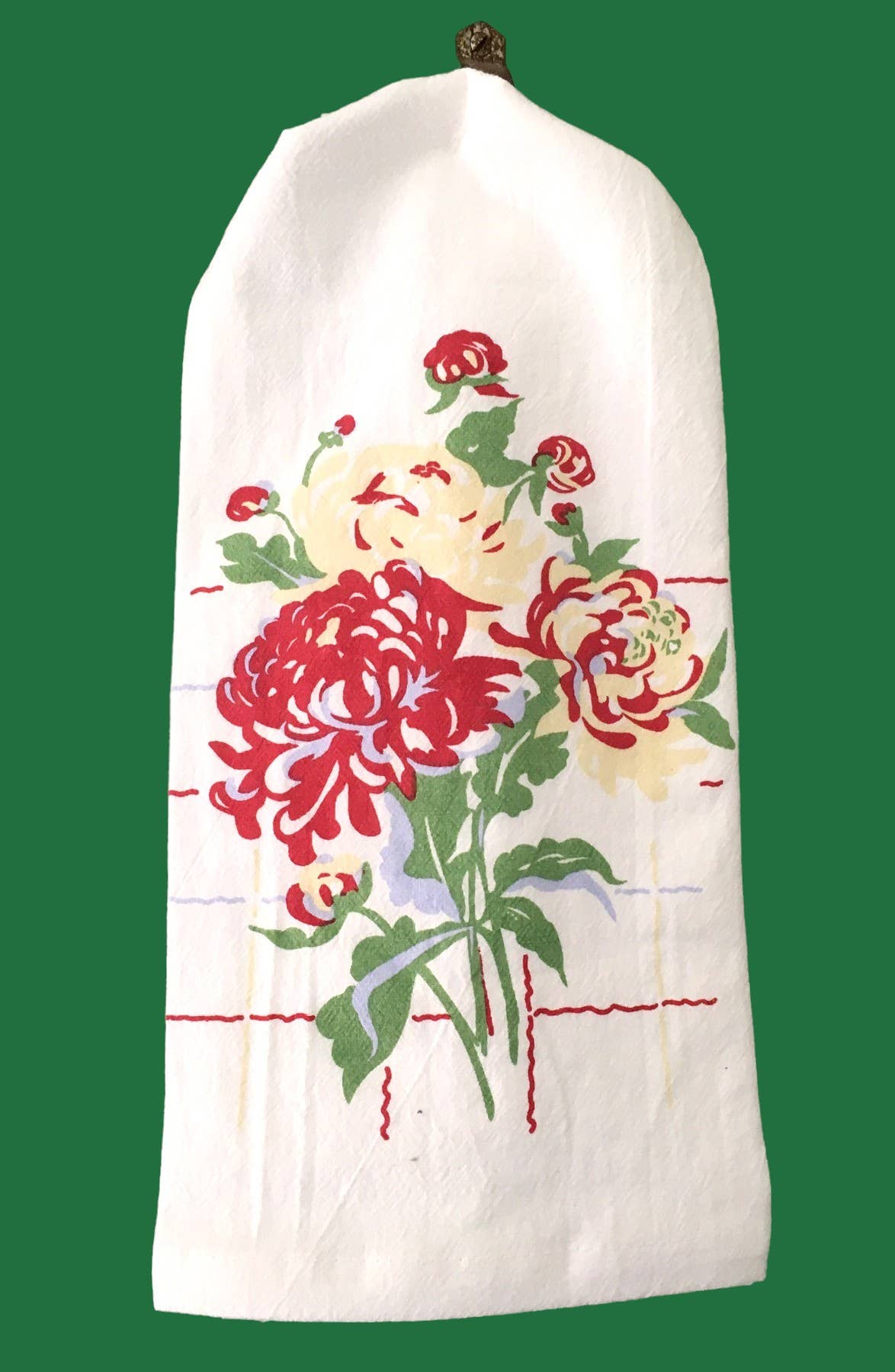 Peonies Flowers Retro Flour Sack Kitchen Tea Towel