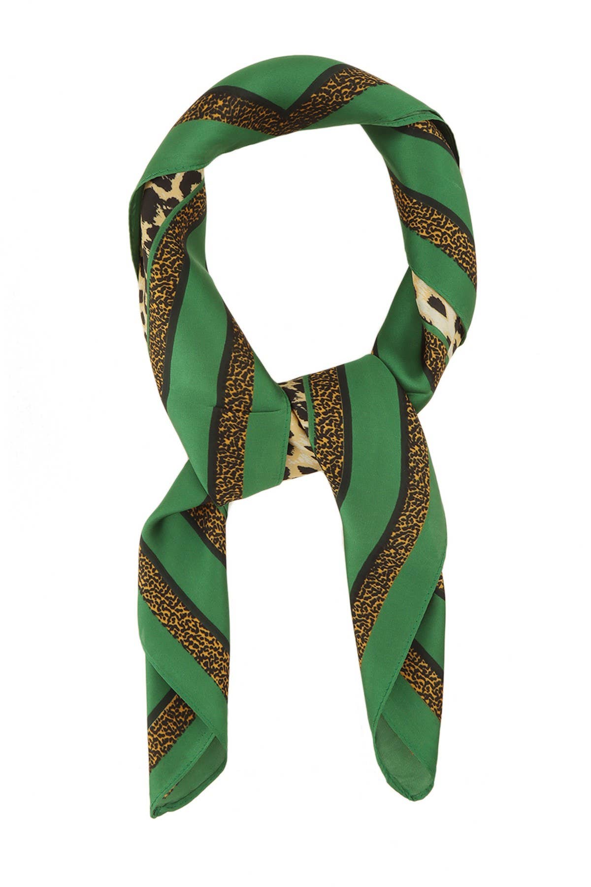 Green Leopard Printed Bandana Scarf: Green