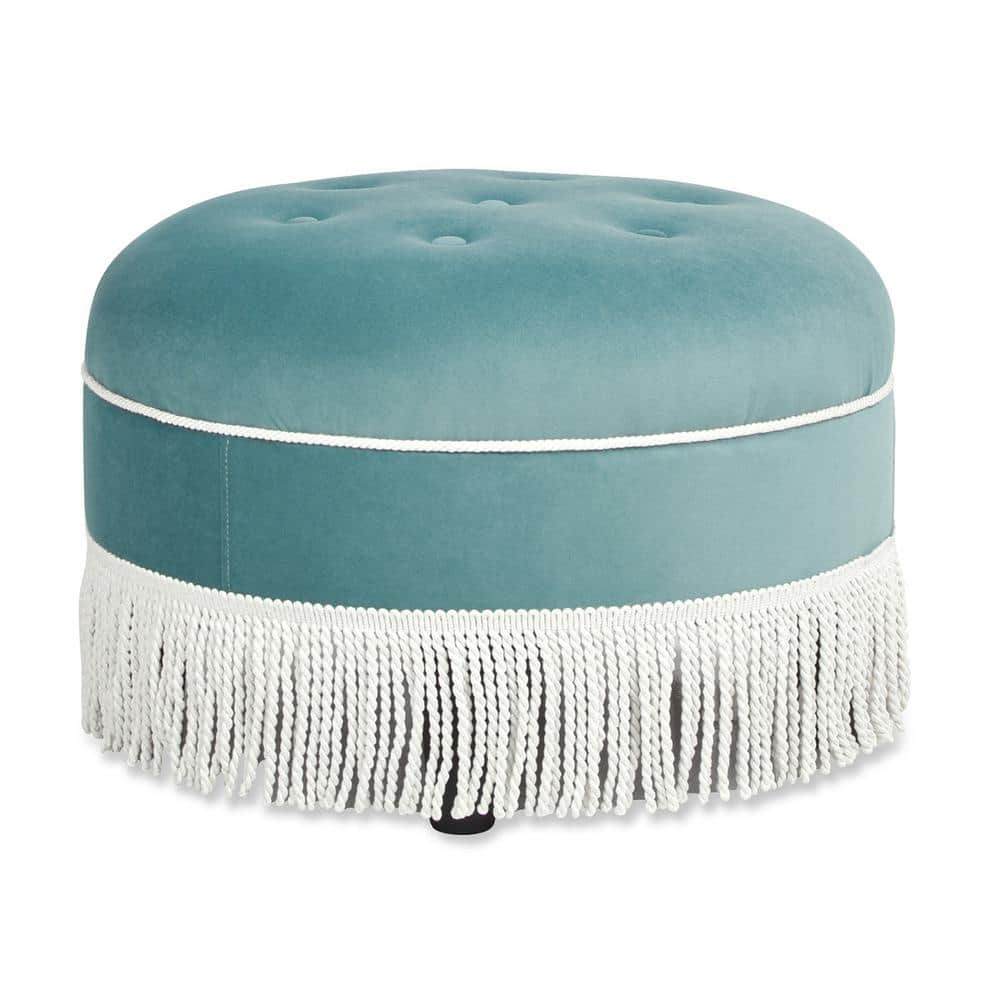 Purple Floral: 24" Round Upholstered Accent Ottoman
