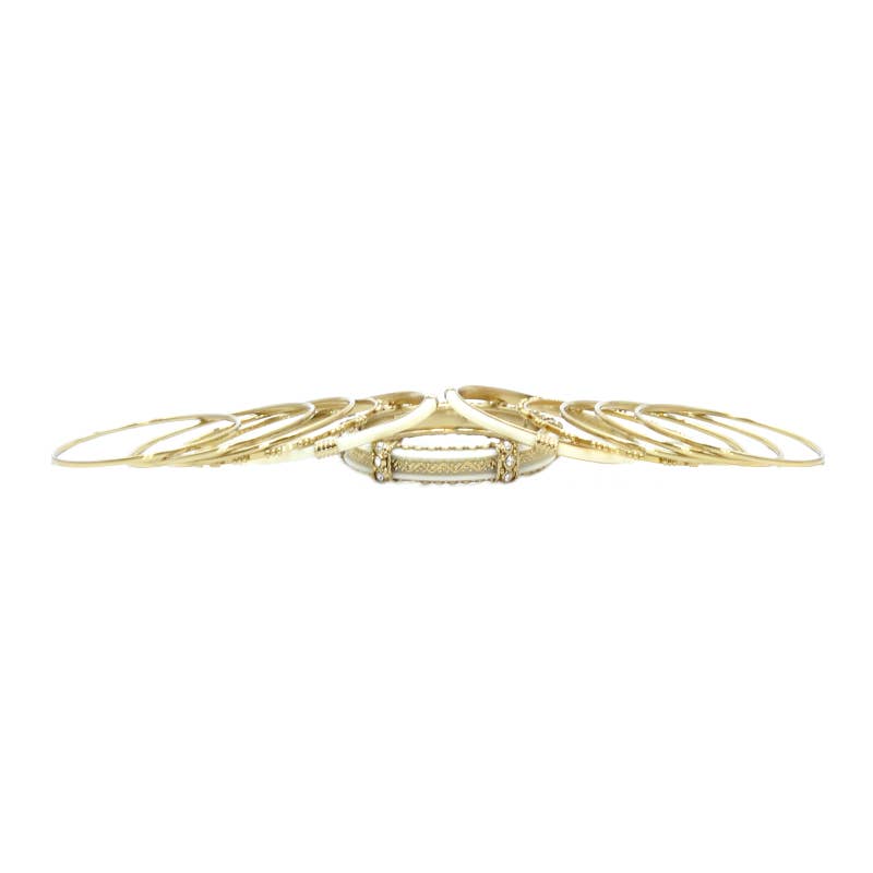 Indian Bangles ivory resin crystals in gold
