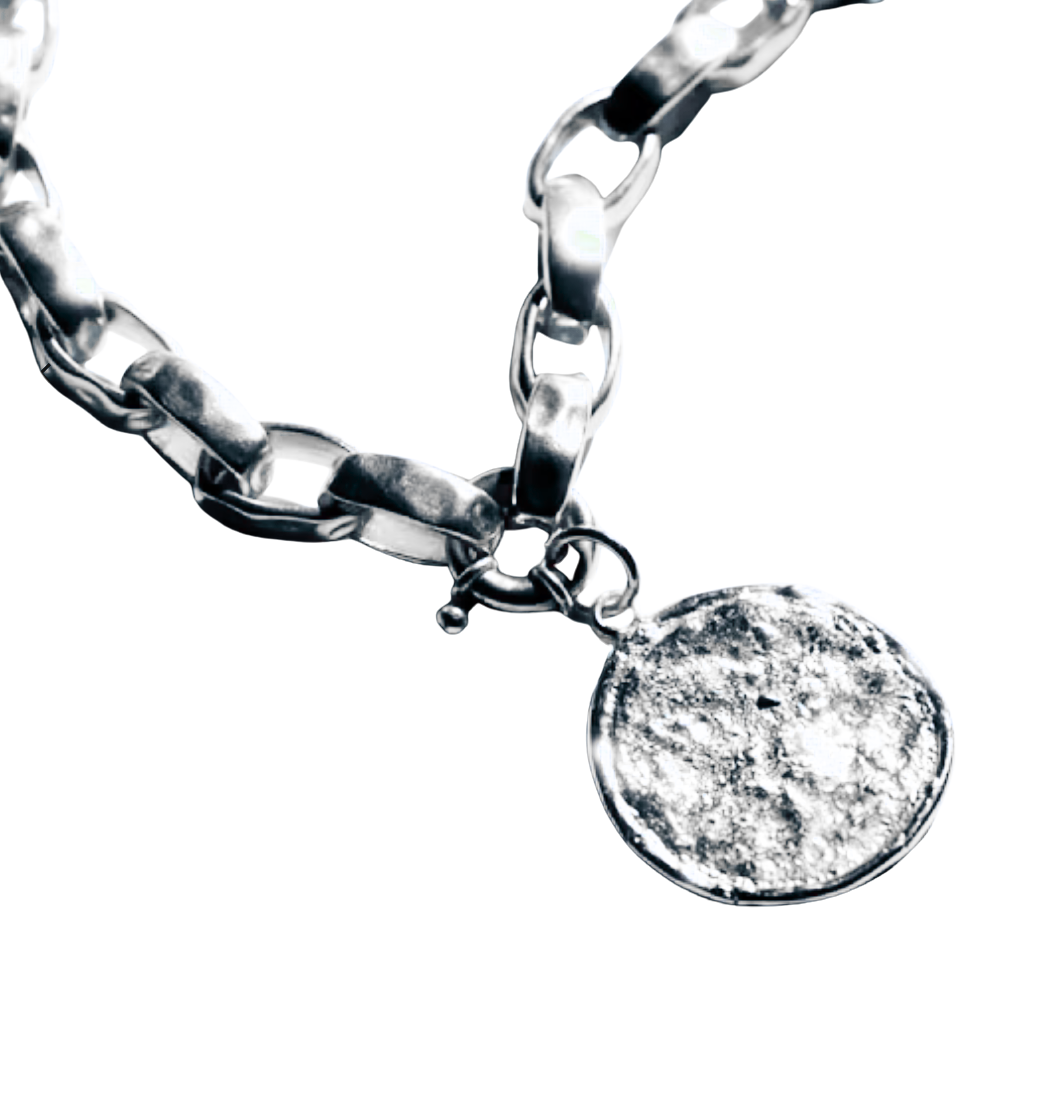 Josephine Recycled Brass Sailor Clasp Chain Necklace: Silver