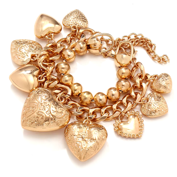 Loves all Around- Charm Chain Bracelet 14K Silver