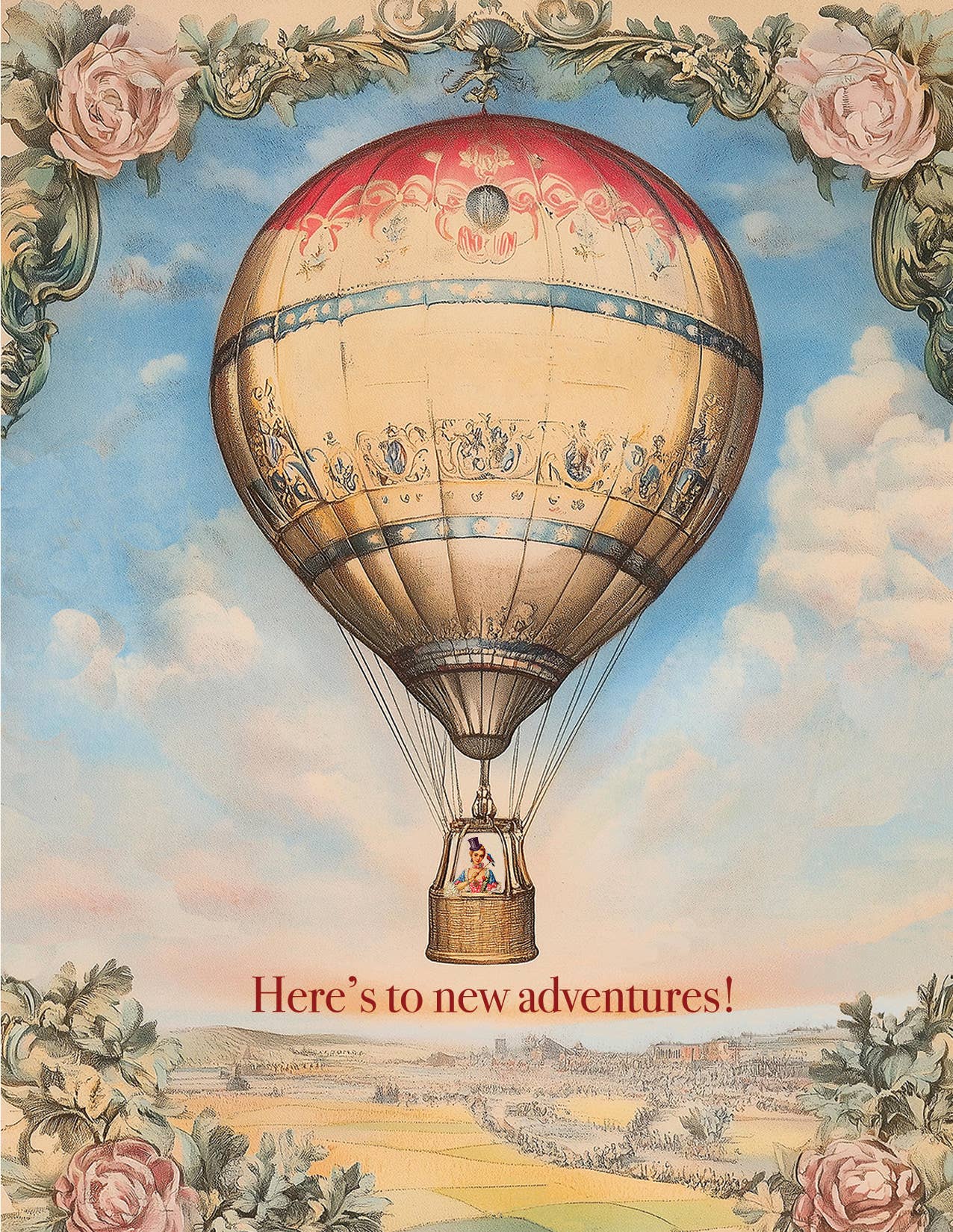 Here's to new adventures A2 greeting card