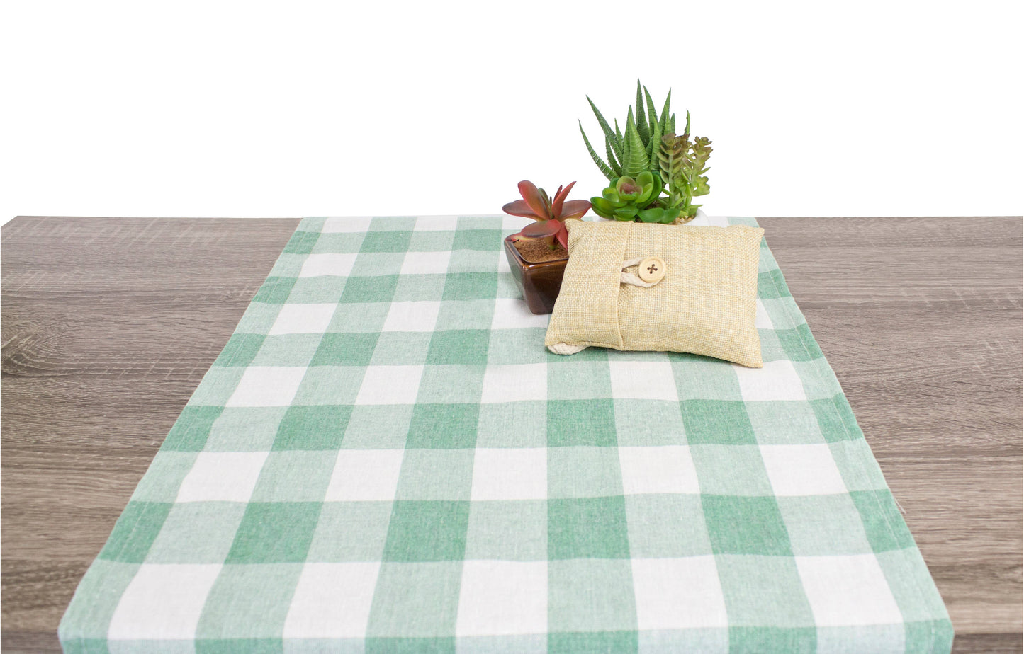 Green-White Buffalo Plaid Thin Soft Table Runner