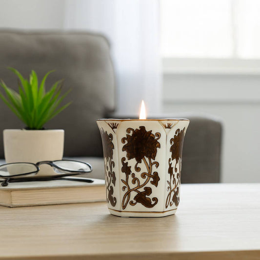 Lavender Verbena - Brown Ceramic Fluted, 6 Oz