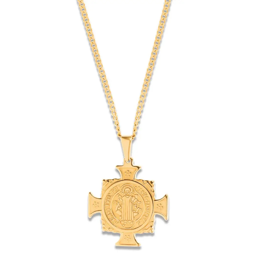 Saint Benedict Cross 14K gold Necklace- Symbol of Protection: Cuban