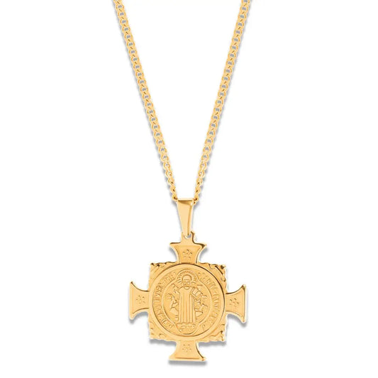 Saint Benedict Cross 14K gold Necklace- Symbol of Protection: Cuban