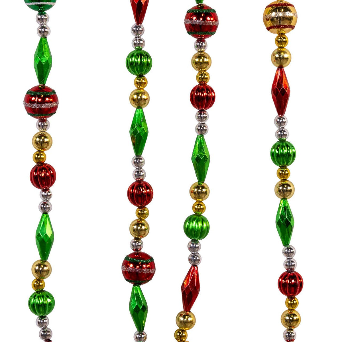 9' Bead Garland Gold Silver Red Green