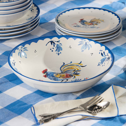 French Rooster Serving Bowl 13" x 3"