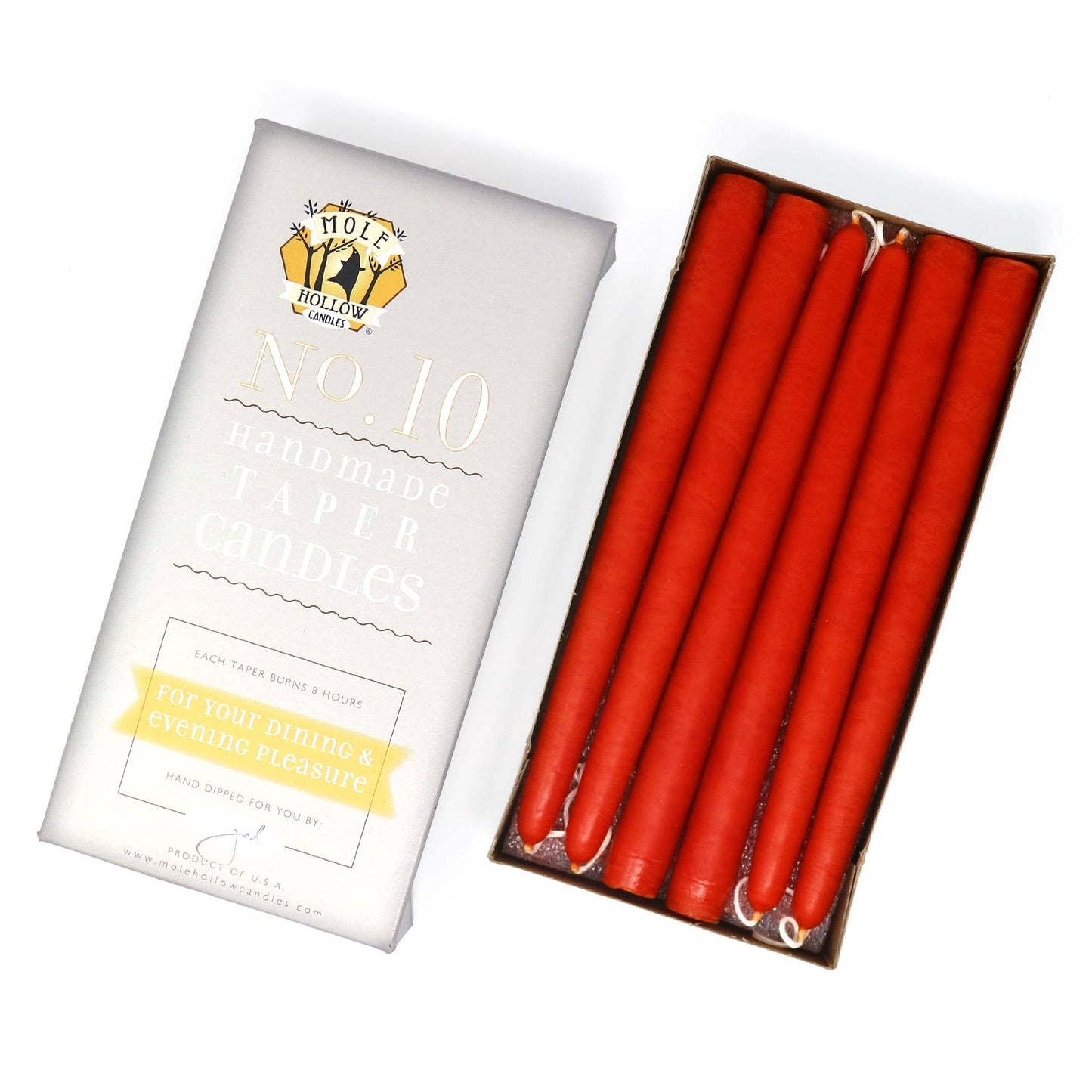 10" Hand Dipped Unscented Taper Candles - 39 Colors USA Made: Mauve
