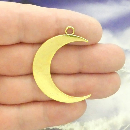 3 Gold Crescent Moon Charm Pendants by TIJC