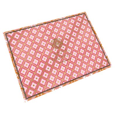 Damask Dot Harlequin Folded Note Cards
