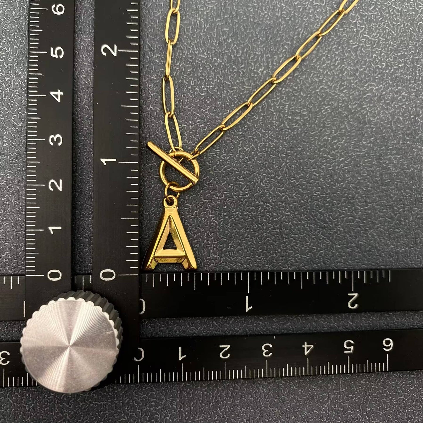 Initial Letter 18K Gold-plated S.Steel OT Chain Necklace-FGS