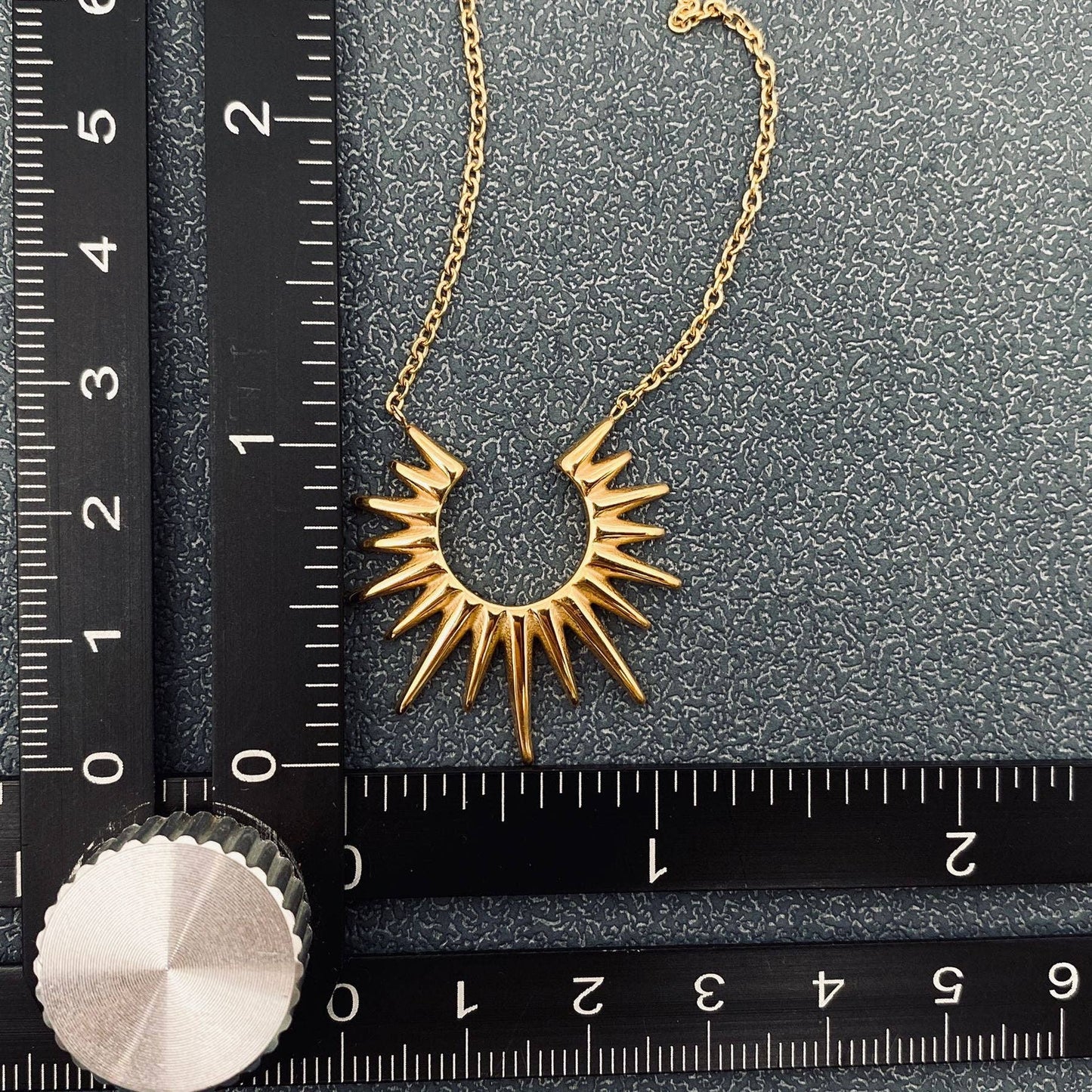 FGS- Sunburst Charm 18K Gold Plated Stainless Steel Necklace