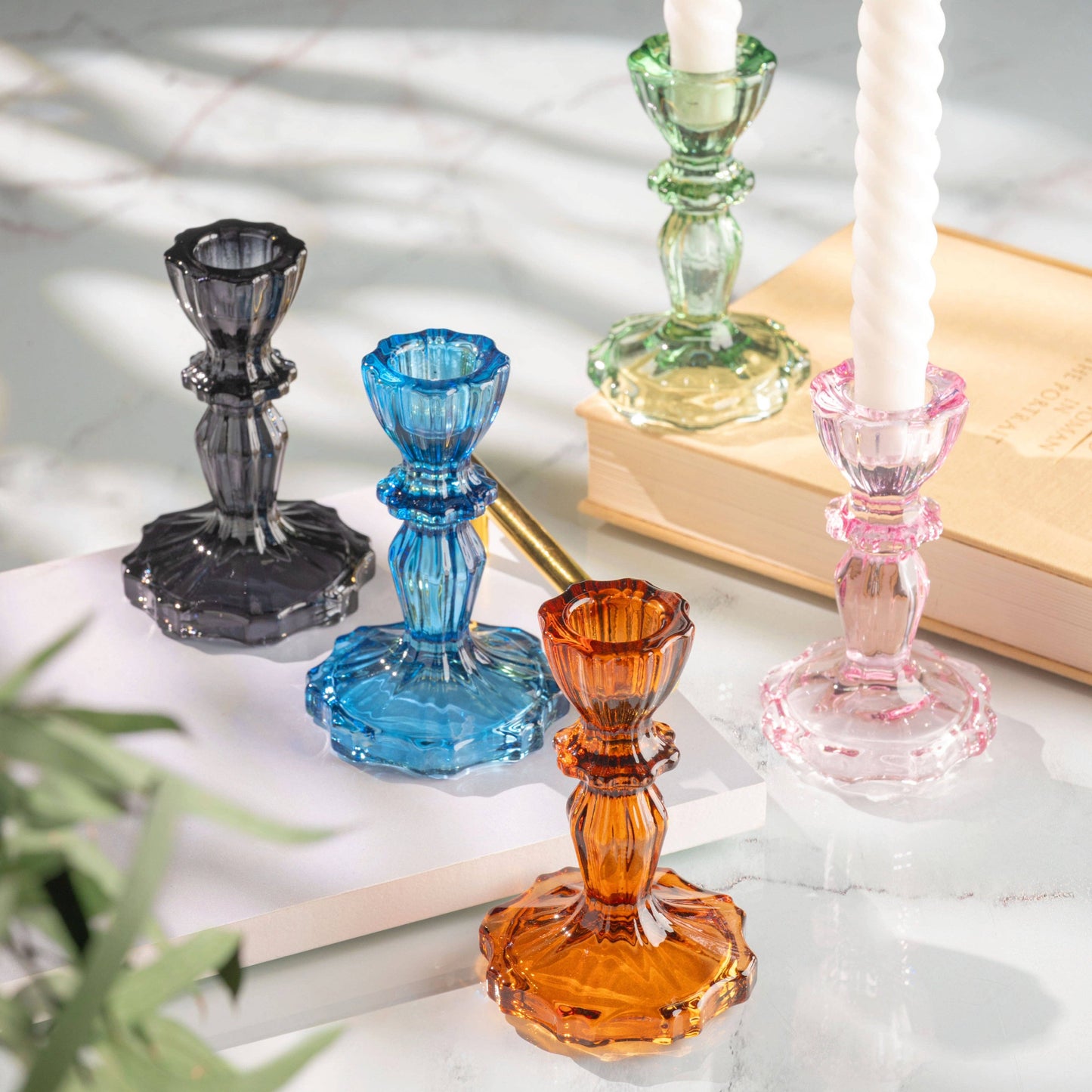 Glass Candlestick Holders: Juniper