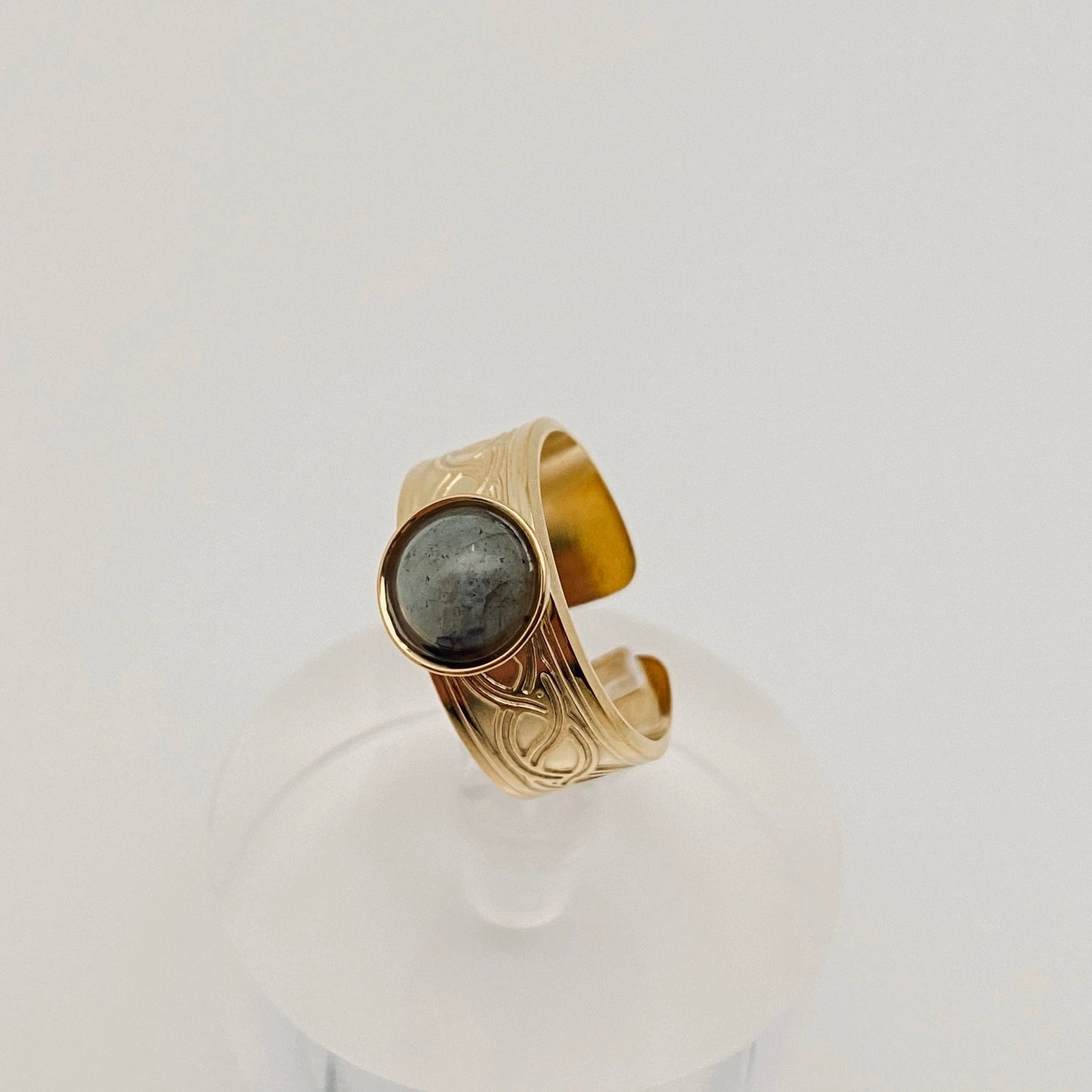 Gold Plated Stainless Steel Natural Stone Ring - FGS/CS