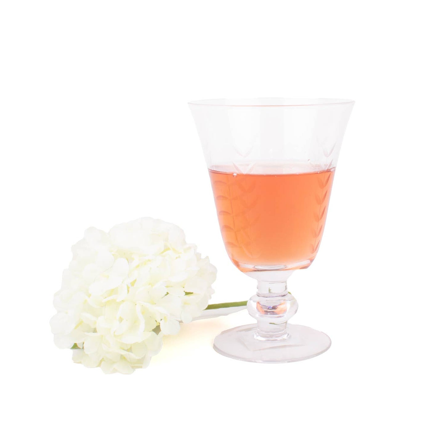 Clear Etched Wine Glass