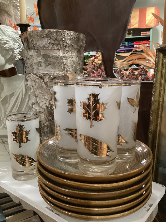 Gold Autumn Etched Glass