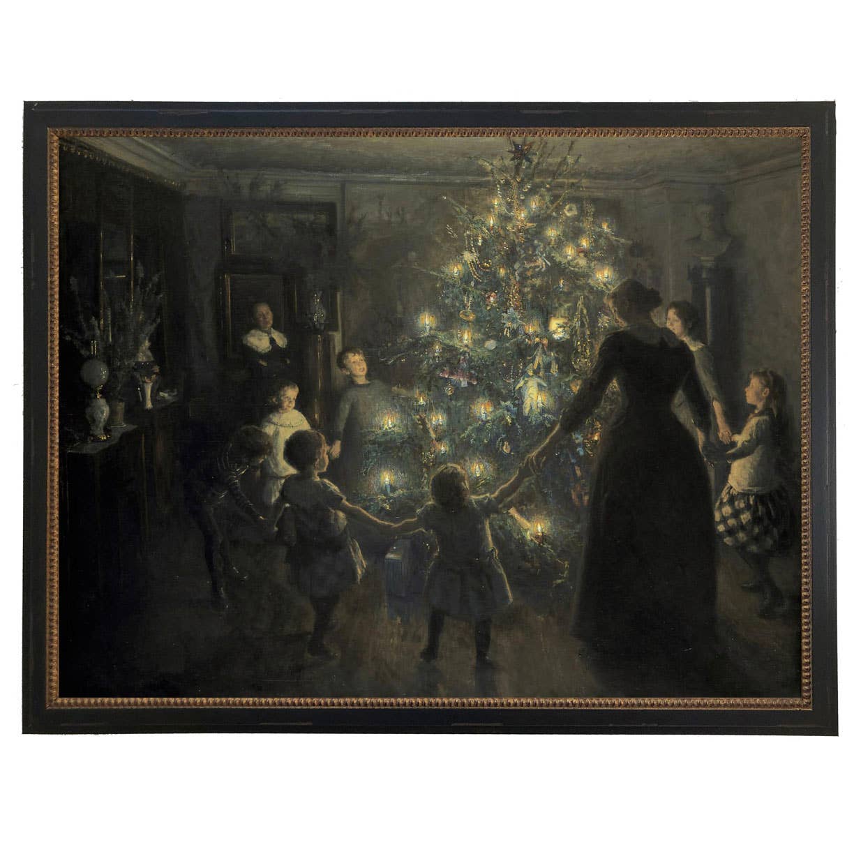 Vintage Family Christmas oil painting reproduction: Black With Bead 1300-905 U / 10" X 8"