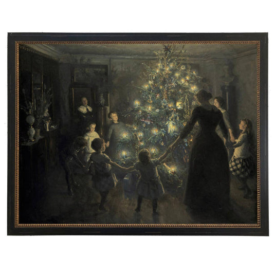 Vintage Family Christmas oil painting reproduction: Black With Bead 1300-905 U / 10" X 8"