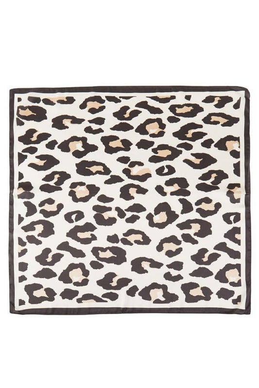 LEOPARD PATTERN BANDANA SILKY NECK SCARF: Beige