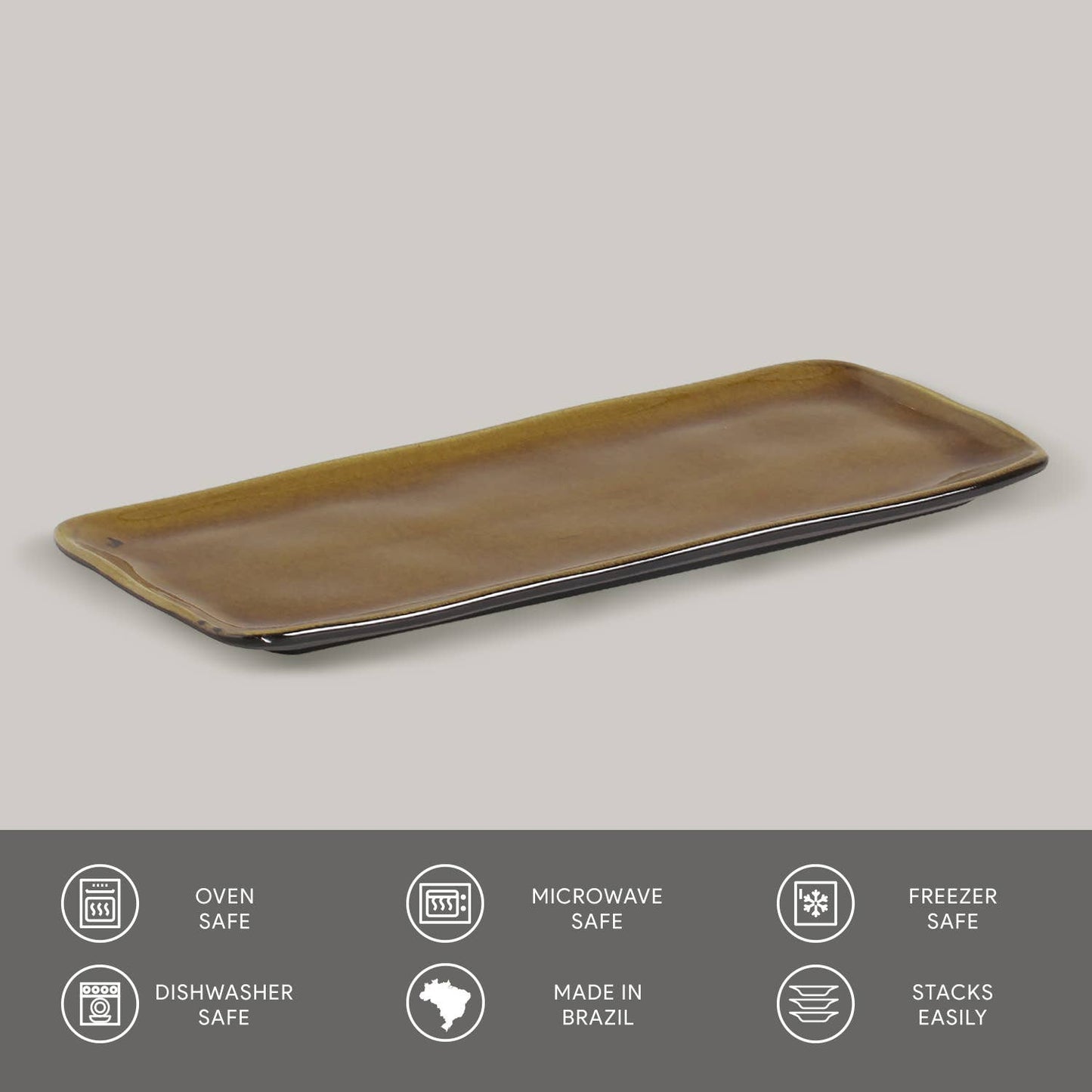Rectangular Platter Medium 12.99 x 5.12" Amber: Yellow / Stoneware