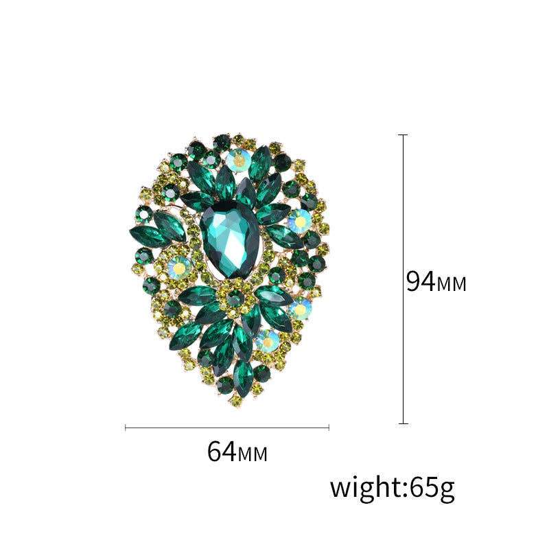 Teardrop Rhinestone Pin APA14939: White