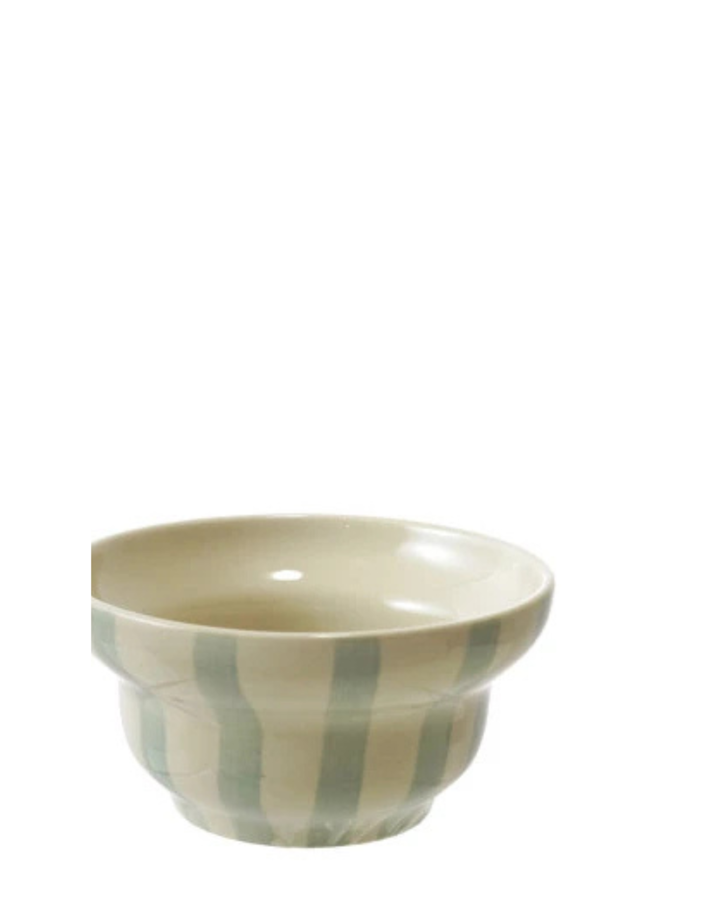 Hand-Painted Stoneware Striped Bowl, 4 Colors