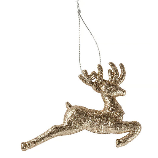 Deer Running Glitter Ornament