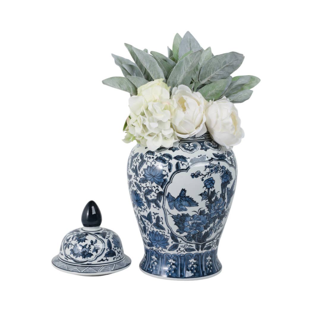 Large Blue & White Chinoiserie Lidded Jar-19 in