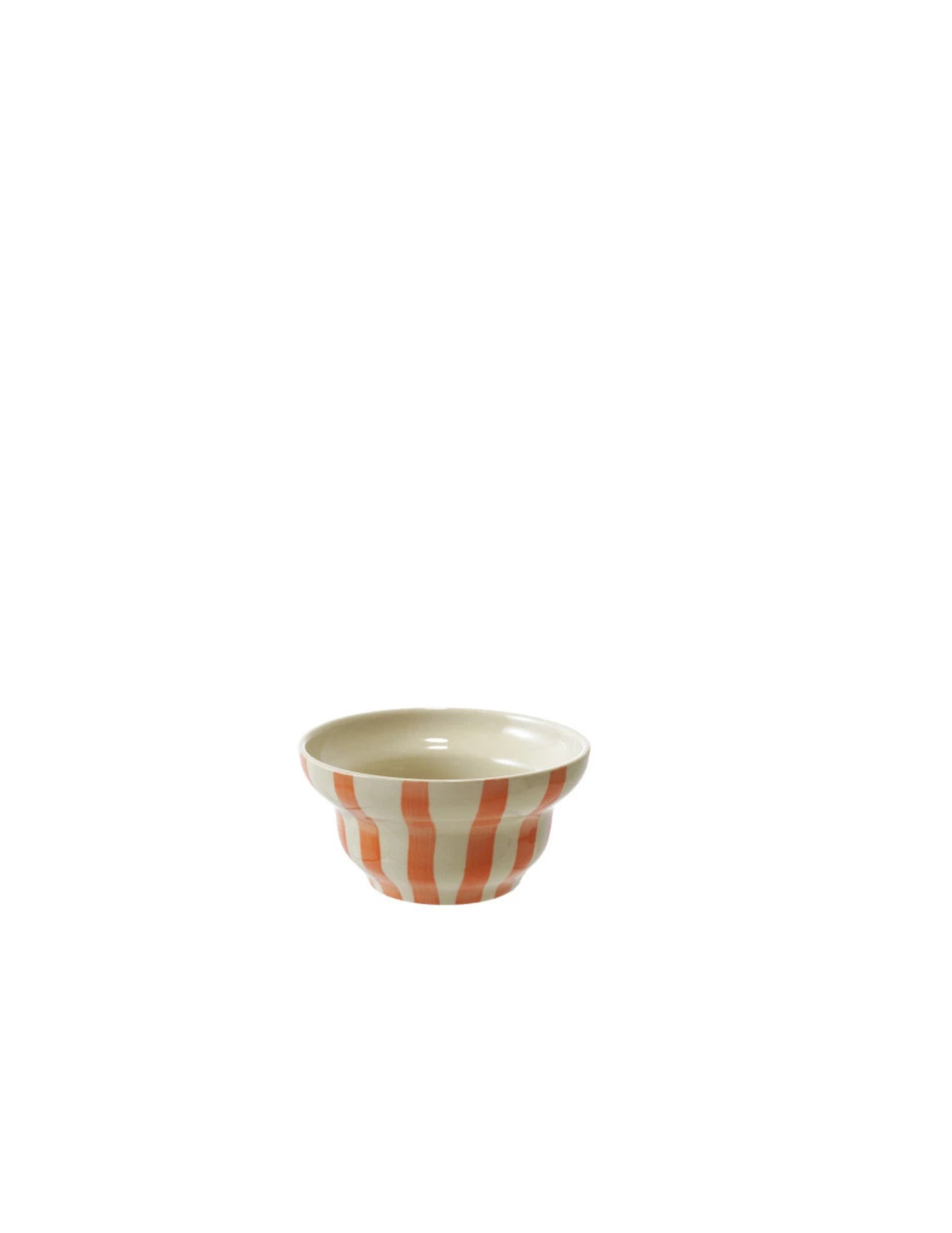 Hand-Painted Stoneware Striped Bowl, 4 Colors